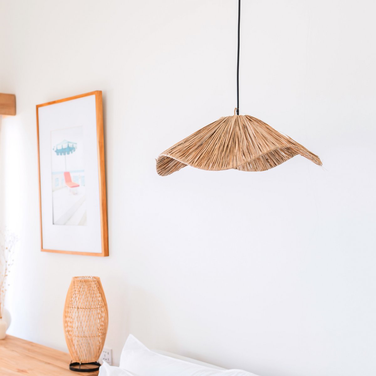 Grote Raffia Hanglamp TAMPAH – Handgemaakte Boho Lampenkap (Ø 53 cm)
