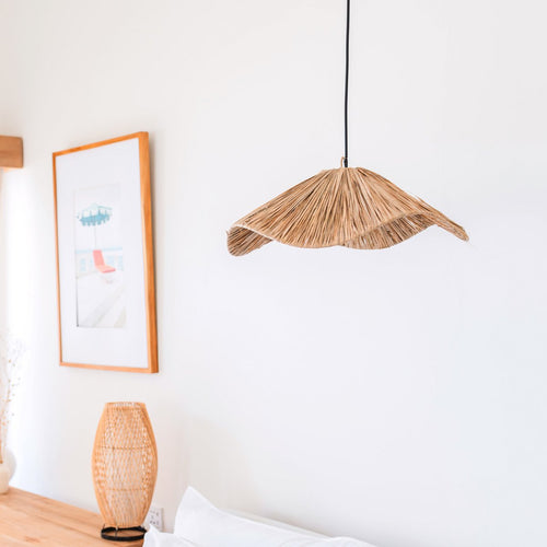 Grote Raffia Hanglamp TAMPAH – Handgemaakte Boho Lampenkap (Ø 53 cm)
