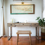 Houten Kruk SUNDA – Trembesihout met Geweven Papier (Groot)