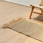 Handgeweven Zeegras Vloerkleed BARA – Boho Tapijt met Kwastjes (120x60 cm)