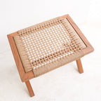 Houten Kruk INDRA – Trembesihout met Geweven Papier – Beige (Groot)