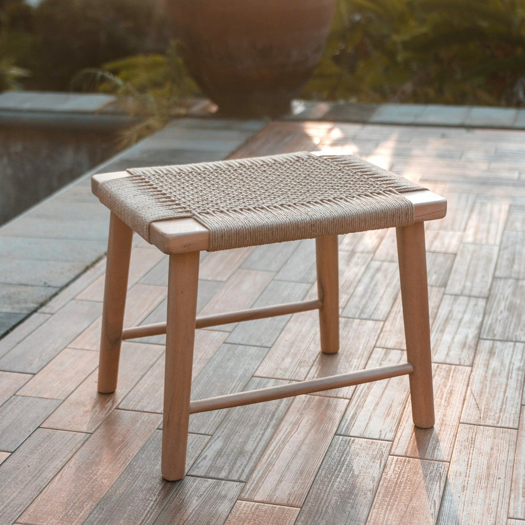 Houten Kruk SUNDA – Trembesihout met Geweven Papier (Groot)