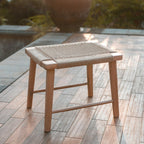 Houten Kruk SUNDA – Trembesihout met Geweven Papier (Groot)
