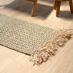 Handgeweven Zeegras Vloerkleed BARA – Boho Tapijt met Kwastjes (120x60 cm)