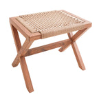 Houten Kruk INDRA – Trembesihout met Geweven Papier – Beige (Groot)