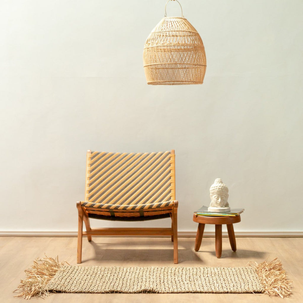 Handgeweven Zeegras Vloerkleed BARA – Boho Tapijt met Kwastjes (120x60 cm)