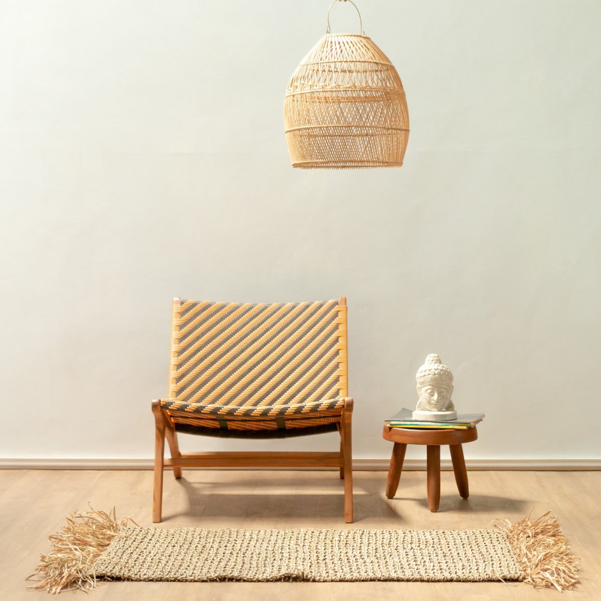 Handgeweven Zeegras Vloerkleed BARA – Boho Tapijt met Kwastjes (120x60 cm)
