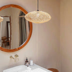 Rotan Hanglamp ARANA – Plat Handgeweven Boho Lampenkap (Ø 40 cm)