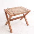 Houten Kruk INDRA – Trembesihout met Geweven Papier – Beige (Groot)