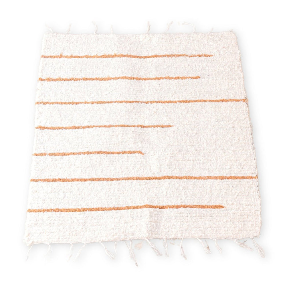 Handgeweven Katoenen Vloerkleed GIANYAR – Wit/Bruin Gestreept (64x51 cm)