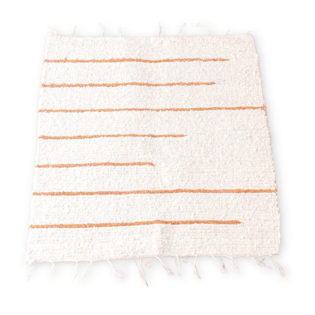 Handgeweven Katoenen Vloerkleed GIANYAR – Wit/Bruin Gestreept (64x51 cm)