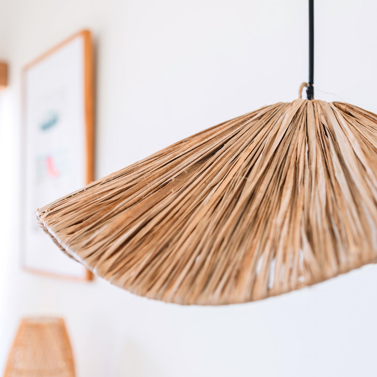 Grote Raffia Hanglamp TAMPAH – Handgemaakte Boho Lampenkap (Ø 53 cm)